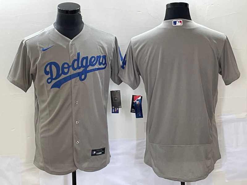 Men%27s Los Angeles Dodgers Blank Gray Flex Base Stitched Baseball Jersey->los angeles dodgers->MLB Jersey